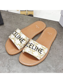 Celine Triomphe Canvas Slide Sandals White 2021 03