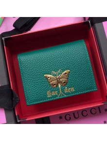 Gucci Garden Butterfly Calfskin Card Case 516938 Green 2018