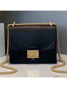 Fendi Kan U Small Matte Calfskin Embossed Corners Flap Bag Black 2019 (Top Quality)