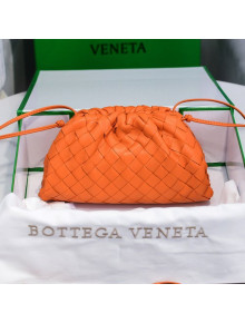 Bottega Veneta The Mini Pouch Crossbody Bag in Woven Lambskin Orange 2020
