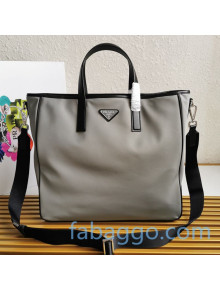 Prada Men's Nylon and Saffiano Leather Tote Bag 2VG064 Grey 2020