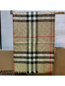 Burberry TB Check Silk Wool Scarf 70x230cm Beige 2021