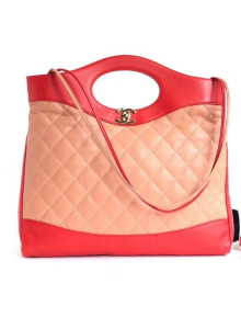 Chanel Lambskin Chanel 31 Medium Shopping Bag A57977 Red/Beige 2018