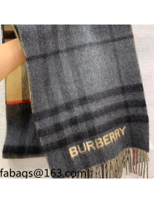 Burberry Check Cashmere Scarf 30x168cm Black 2021 110316