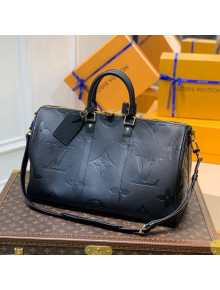 Louis Vuitton Keepall Bandoulière 45 Bag in Giant Monogram Leather M45532 Black 2021