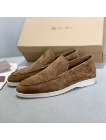 Loro Piana Summer Walk Moccasin Loafers in Brown Suede 01 2021(For Men)