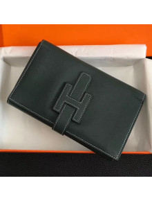Hermes Large H Wallet in Original Swift Leather Dark Green