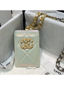Chanel 19 Iridescent Badge Holder with Chain AP1745 White 2021