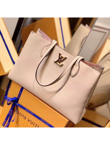 Louis Vuitton Lockme Shopper Tote Bag in Grained Leather M57346 Beige 2021
