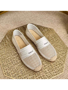 Dior Granville Flat Espadrille Mules in White Mesh Embroidery 2020