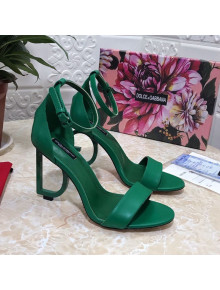 Dolce&Gabbana Matte Calfskin Sandals with DG Heel 10.5cm All Green 2021