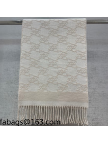 Fendi Karl Cashmere Wool Scarf 38x215cm White 2021 110307