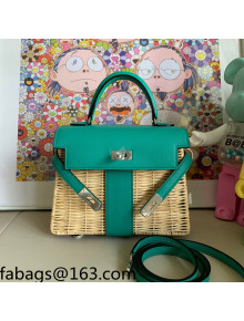 Hermes Kelly Picnic Mini Bag 20cm in Swift Leather and Wove Green 2021