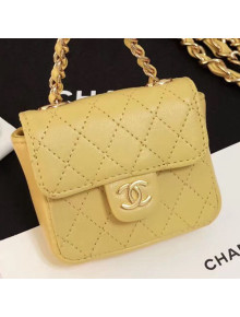 Chanel Quilting Lambskin Super Mini Waist Bag Yellow 2019
