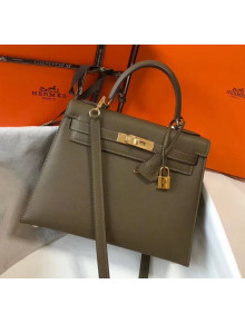 Hermes Kelly 28cm Top Handle Bag in Epsom Leather Deep Khaki 2020