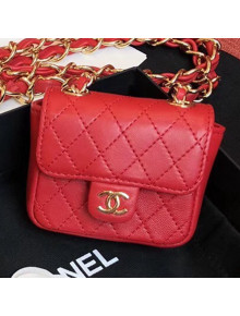 Chanel Quilting Lambskin Super Mini Waist Bag Red 2019