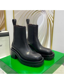 Bottega Veneta Lug Calfskin Chelsea Short Boots Black 2021 111308
