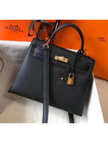 Hermes Kelly 28cm Top Handle Bag in Epsom Leather Black 2020