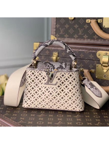 Louis Vuitton Capucines BB Bag in Cutout and Python Leather N98426 Cream White 2021