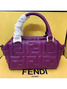 Fendi Lambskin FF Square-shaped Mini Boston Top Handle Bag Purple 2019