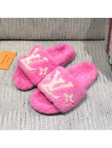 Louis Vuitton LV Wool Flat Slide Sandals Pink 2021 02