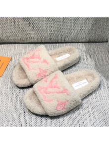 Louis Vuitton LV Wool Flat Slide Sandals White 2021 03