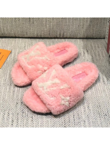 Louis Vuitton LV Wool Flat Slide Sandals Pink 2021 04