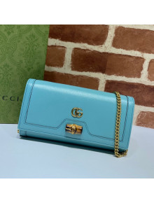 Gucci Diana Bamboo Chain Wallet 658243 Pastel Blue 2021