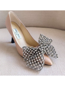 Jimmy Choo Mana Lambskin Pumps 8.5cm with Crystal Bow Pink 2021