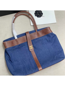 Chanel Vintage Denim Shopping Bag Blue/Brown 2021