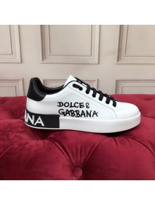 Dolce Gabbana Calfskin Nappa Portofino Sneakers with Lettering Print White 17 2020