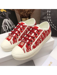 Dior Walk'n'Dior Sneakers in Red Oblique Embroidered Cotton 2021