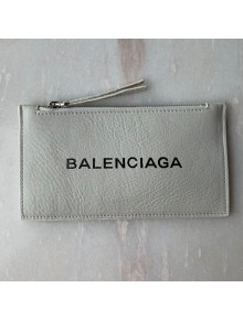 Balenciaga Grained Calfskin Long Zipped Card Holder White