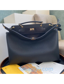 Fendi Men's Medium Peekaboo Iconic Essential Tote Bag in Black Leather 2020