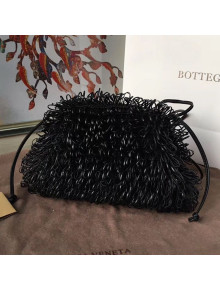 Bottega Veneta The Mini Pouch Clutch in Knit Lambskin Loops Black 2019