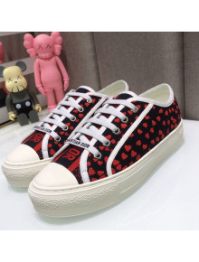 Dior Walk'n'Dior Sneakers in Navy Blue and Red Hearts I Love Paris Embroidered Cotton 2021