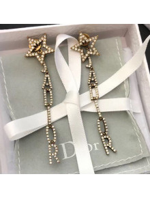 Dior Crystal J'Adior Pendant Earrings Aged Gold 2019