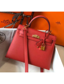 Hermes Kelly 25cm Top Handle Bag in Epsom Leather Red 2020