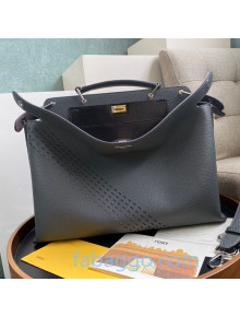 Fendi Men's Medium Peekaboo Iconic Essential Tote Bag in Grey Cutout Leather 2020