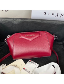 Givenchy Antigona Nano Goatskin Shoulder Bag Burgundy 2020