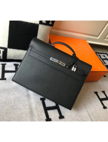 Hermes Men's Kelly Messenger Bag 38cm in Togo Calfskin Black 2021 (Half Handmade)