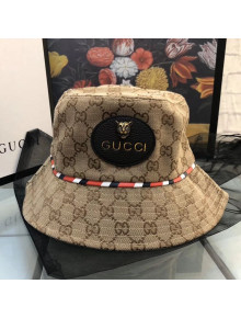 Gucci GG Canvas Web Striped Bucket Bag Beige 2019