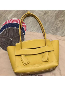 Bottega Veneta Arco Small Grained Calfskin Maxi Weave Top Handle Bag Yellow 2019