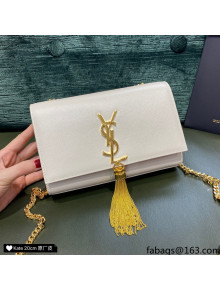 Saint Laurent Kate Small Chain and Tassel Bag in Grain Leather 474366 Off-white/Gold 2021 TOP