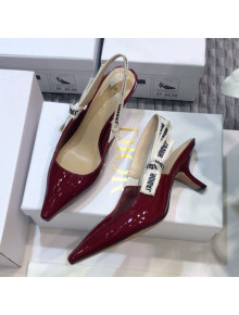 Dior J'Adior Slingback Pumps 6.5cm Heel in Patent Calfskin Burgundy 2021