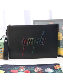 Gucci Pouch with Gucci Blade Embroidery 597678 Black 2019