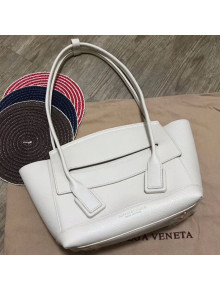 Bottega Veneta Arco Small Grained Calfskin Maxi Weave Top Handle Bag White 2019