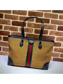 Gucci Ophidia Straw-Like Medium Tote Bag 631685 Camel Brown 2021