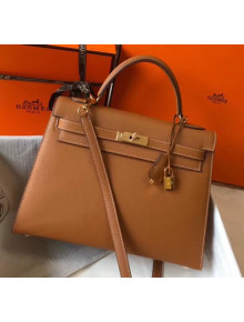 Hermes Kelly 32cm Top Handle Bag in Epsom Leather Brown 2020