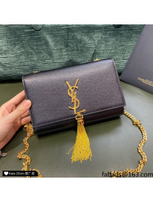 Saint Laurent Kate Small Chain and Tassel Bag in Grain Leather 474366 Black/Gold 2021 TOP